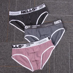 1/3 Pcs New Striped Fashion Soft Cotton Triangle Low Waist Breathable And Comfortable All Season Universal Colorful Men's Briefs - AliExpress 200574005