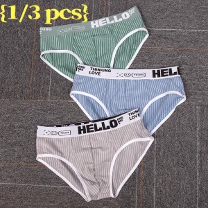 1/3 Pcs New Striped Fashion Soft Cotton Triangle Low Waist Breathable And Comfortable All Season Universal Colorful Men's Briefs - AliExpress 200574005
