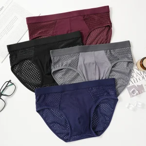 4PCS Men's Solid Mesh Breathable Briefs XL-4XL Underwear Hole Large Size Male Shorts Lingerie Summer Underpants Sexy Panties - AliExpress 200574005