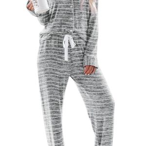 Aamikast Women's Pajama Sets Long Sleeve Button Down Sleepwear Nightwear Soft Pjs Lounge Sets