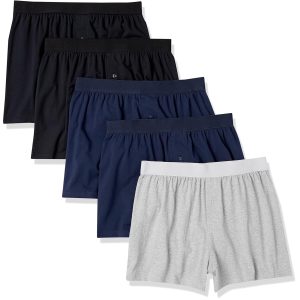 Amazon Essentials Cotton Jersey Boxers - Men's Underwear, Available in Big & Tall, Pack of 5