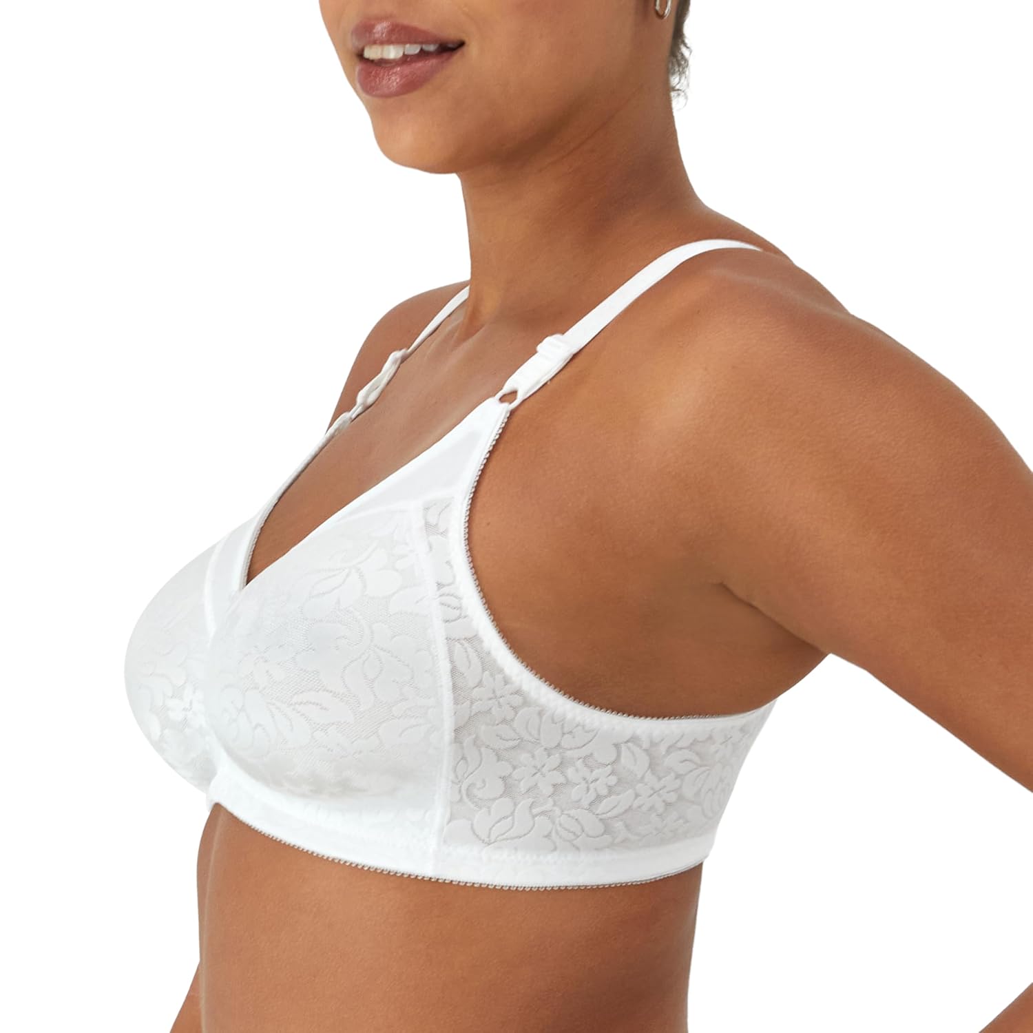Bali Women's Double Support Wireless, Lace Bra with Stay-in-Place Straps, Full-Coverage