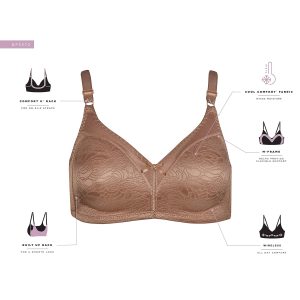 Bali Women's Double Support Wireless, Lace Bra with Stay-in-Place Straps, Full-Coverage