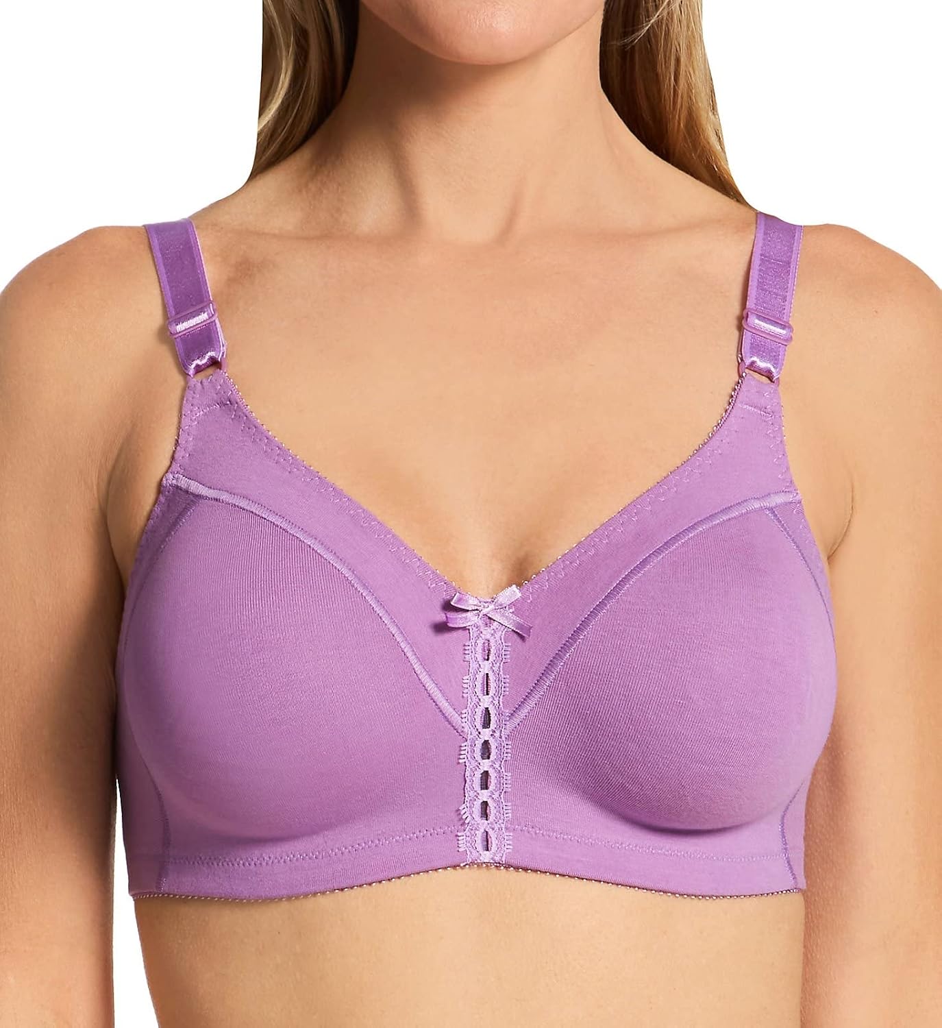 Bali Women's Double Support Wireless, Lace Bra with Stay-in-Place Straps, Full-Coverage