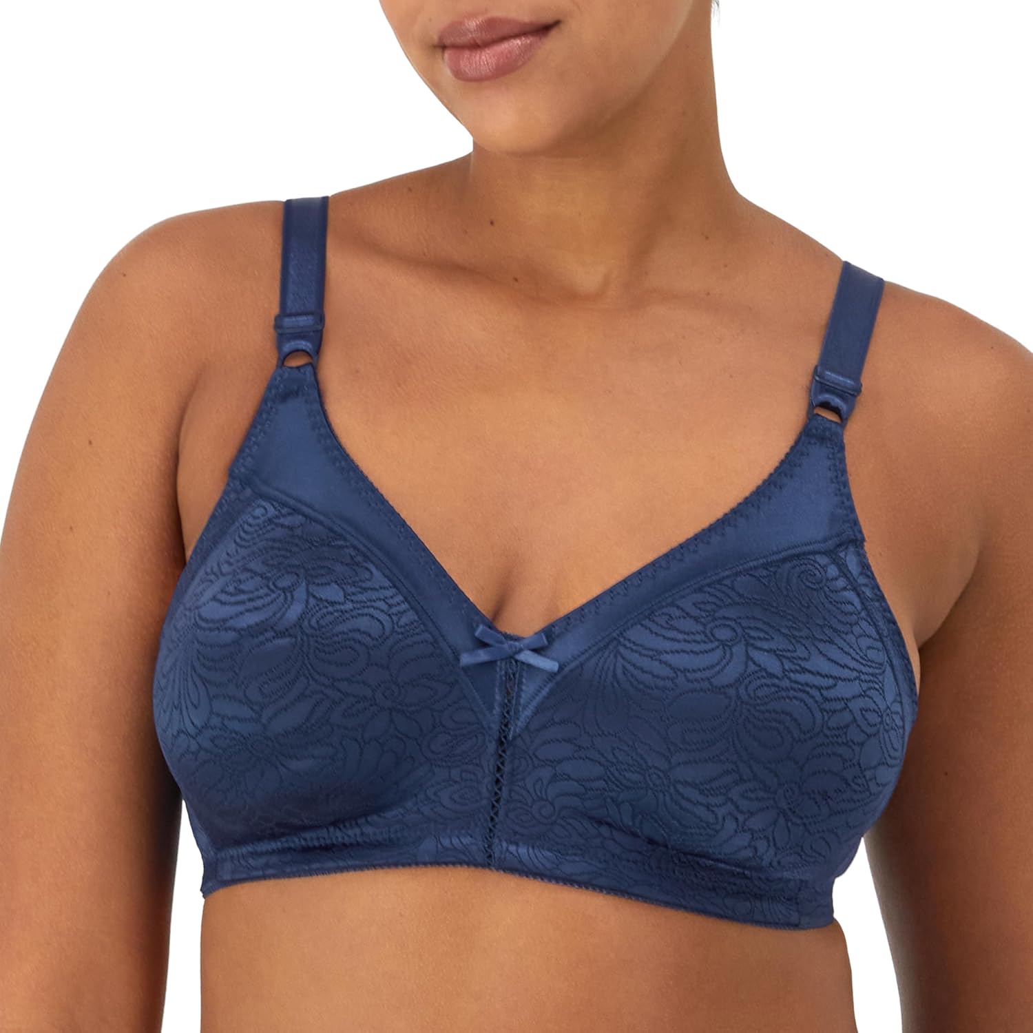 Bali Women's Double Support Wireless, Lace Bra with Stay-in-Place Straps, Full-Coverage