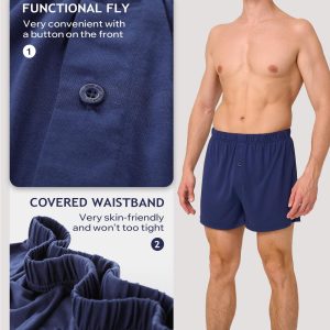 BAMBOO COOL Mens Boxers Durable Comfortable Boxer Shorts for Men Loose Ultra-Soft Men's Underwear (3 or 5 Pack)