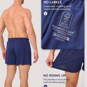 BAMBOO COOL Mens Boxers Durable Comfortable Boxer Shorts for Men Loose Ultra-Soft Men's Underwear (3 or 5 Pack)