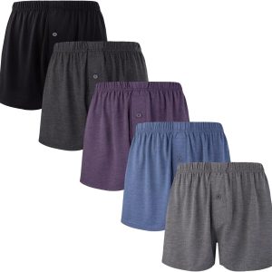 BAMBOO COOL Mens Boxers Short Classic Fit Soft Casual Underwear Loose Breathable Boxer Shorts for Men