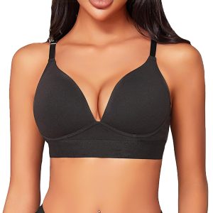 Bras for Women No Underwire Comfort Cotton Bralette Lightly Lined Wireless Bra Sexy V Neck Bralettes for Women