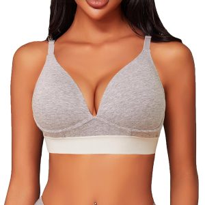 Bras for Women No Underwire Comfort Cotton Bralette Lightly Lined Wireless Bra Sexy V Neck Bralettes for Women