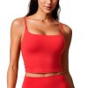 CRZ YOGA Butterlift Womens Scoop Neck Longline Sports Bra - U Back Adjustable Straps Workout Crop Tank Top with Built in Pads