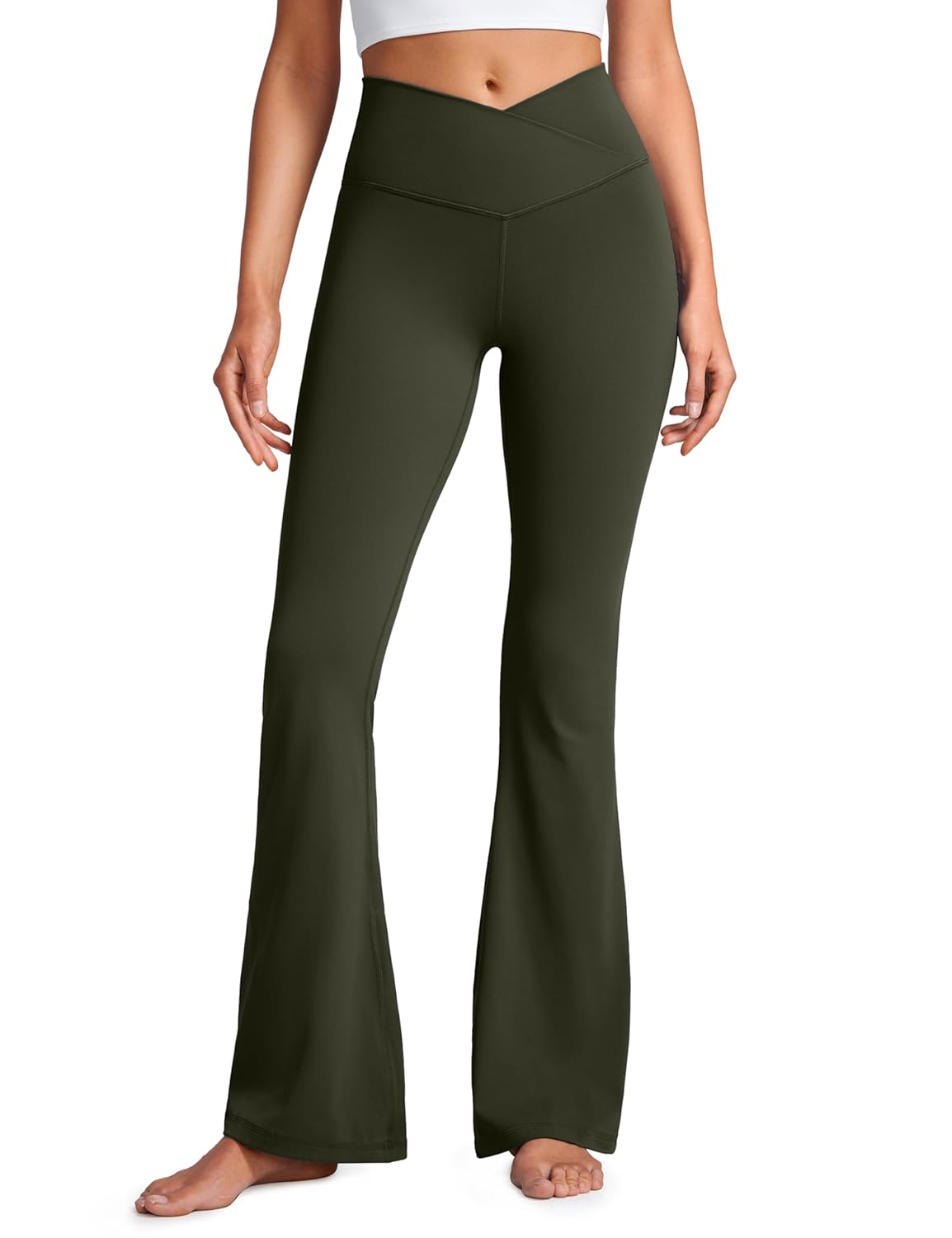 CRZ YOGA Butterluxe Crossover Flare Leggings for Women 29'' / 31'' / 33" - High Waist V Cross Bootcut Bell Bottoms Yoga Pants
