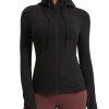 CRZ YOGA Butterluxe Womens Hooded Workout Jacket Athletic Running Zip Up with Back Mesh Vent and Thumb Holes