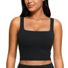 CRZ YOGA Butterluxe Womens Square Neck Longline Sports Bra - Workout Crop Tank Tops Padded Yoga Camisole with Built in Pads