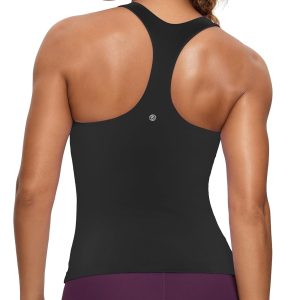 CRZ YOGA Butterluxe Workout Tank Tops for Women Built in Bras Padded - Racerback Athletic Spandex Yoga Camisole