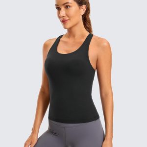 CRZ YOGA Butterluxe Workout Tank Tops for Women Built in Bras Padded - Racerback Athletic Spandex Yoga Camisole