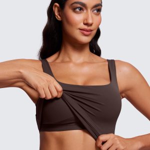 CRZ YOGA Butterluxe Workout Tank Tops for Women U Neck Padded Crop Tops Athletic Camisole Tops with Built in Bra