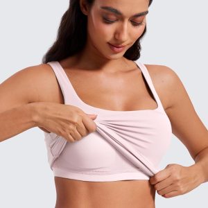 CRZ YOGA Butterluxe Workout Tank Tops for Women U Neck Padded Crop Tops Athletic Camisole Tops with Built in Bra