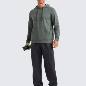 CRZ YOGA Cloud Jersey Mens Pullover Hoodie Casual Workout Long Sleeve Basic Hooded Sweatshirt with Pocket