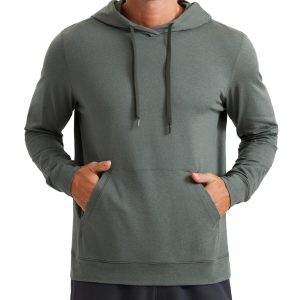 CRZ YOGA Cloud Jersey Mens Pullover Hoodie Casual Workout Long Sleeve Basic Hooded Sweatshirt with Pocket