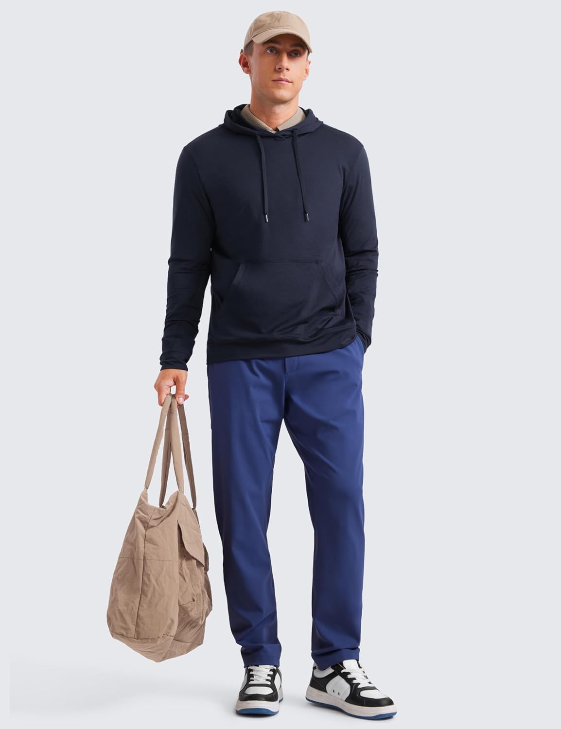 CRZ YOGA Cloud Jersey Mens Pullover Hoodie Casual Workout Long Sleeve Basic Hooded Sweatshirt with Pocket