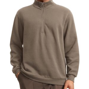 CRZ YOGA Fleece Lined Half Zip Sweatshirts for Men Mock Neck Pullover Sweat Shirts Casual Workout Daily Sweaters
