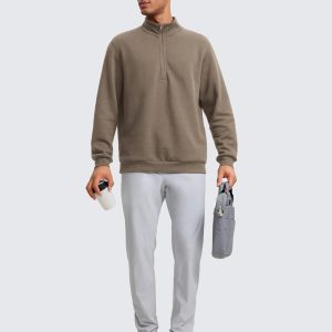 CRZ YOGA Fleece Lined Half Zip Sweatshirts for Men Mock Neck Pullover Sweat Shirts Casual Workout Daily Sweaters