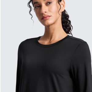 CRZ YOGA Lightweight Long Sleeve Workout Shirts for Women Gym Running Fall Tshirts High Neck Athletic Training Tops
