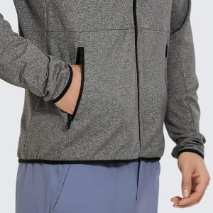 CRZ YOGA Men's Brushed Comfy Zip Up Hoodie Lightweight Athletic Running Jackets Workout Long Sleeve Sweatshirts