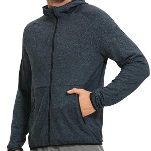 CRZ YOGA Men's Brushed Comfy Zip Up Hoodie Lightweight Athletic Running Jackets Workout Long Sleeve Sweatshirts