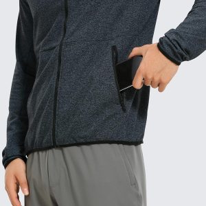 CRZ YOGA Men's Brushed Comfy Zip Up Hoodie Lightweight Athletic Running Jackets Workout Long Sleeve Sweatshirts