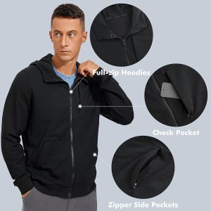 CRZ YOGA Men's Cotton Zip-up Hoodie Thick Terry Essentials Athletic Casual Hoodies Zip Hooded Jackets Sweatshirt with Pockets
