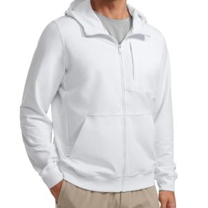 CRZ YOGA Men's Cotton Zip-up Hoodie Thick Terry Essentials Athletic Casual Hoodies Zip Hooded Jackets Sweatshirt with Pockets