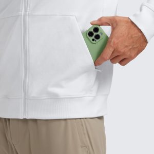 CRZ YOGA Men's Cotton Zip-up Hoodie Thick Terry Essentials Athletic Casual Hoodies Zip Hooded Jackets Sweatshirt with Pockets