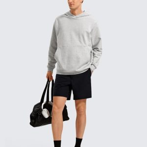 CRZ YOGA Mens Fleece Hoodies Basic Casual Hooded Sweatshirts Long Sleeve Pullover Workout Tops with Pocket