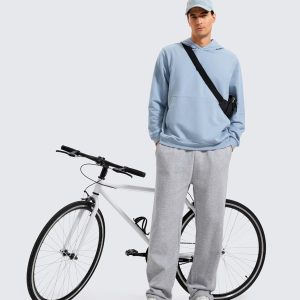 CRZ YOGA Mens Fleece Hoodies Basic Casual Hooded Sweatshirts Long Sleeve Pullover Workout Tops with Pocket