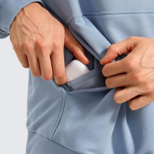 CRZ YOGA Mens Fleece Hoodies Basic Casual Hooded Sweatshirts Long Sleeve Pullover Workout Tops with Pocket