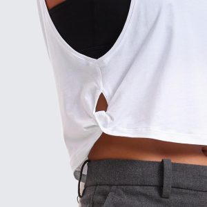 CRZ YOGA Pima Cotton Cropped Workout Tank Tops for Women - Sleeveless Sports Athletic Yoga Running Gym Crop Shirts