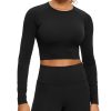 CRZ YOGA Seamless Long Sleeve Shirts for Women Workout Athletic Crop Tops Cropped Running Gym Yoga T-Shirts