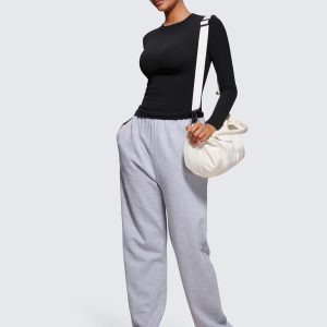 CRZ YOGA Softembrace Long Sleeve Shirts for Women Soft Crew Neck Fall Basic Tight Tops Fitted Casual Going Out T-Shirts