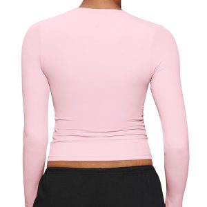 CRZ YOGA Softembrace Long Sleeve Shirts for Women Soft Crew Neck Fall Basic Tight Tops Fitted Casual Going Out T-Shirts