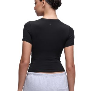 CRZ YOGA Softembrace Short Sleeve Going Out Tops for Women Soft High Crew Neck Casual Tight Shirts Fitted Basic T-Shirts