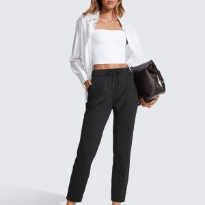 CRZ YOGA Womens 4-Way Stretch Ankle Golf Pants 7/8 Casual Dress Work Athletic Travel Workout Sweatpants with Pockets