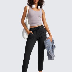 CRZ YOGA Womens 4-Way Stretch Ankle Golf Pants 7/8 Casual Dress Work Athletic Travel Workout Sweatpants with Pockets
