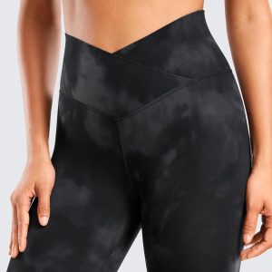 CRZ YOGA Womens Butterluxe Cross Waist Workout Leggings 25 Inches - V Crossover High Waisted Gym Yoga