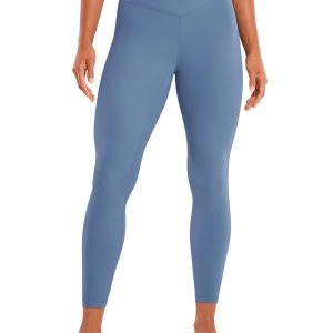CRZ YOGA Womens Butterluxe Cross Waist Workout Leggings 25 Inches - V Crossover High Waisted Gym Yoga