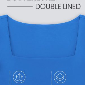 CRZ YOGA Womens Butterluxe Double Lined Long Sleeve Crop Top Square Neck Workout Athletic Casual Cropped Fitted Basic Shirts