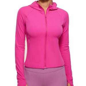 CRZ YOGA Womens Butterluxe Full Zip Workout Hoodie Jackets Slim Fit Hooded Athletic Yoga Lightweight Jacket with Thumb Holes