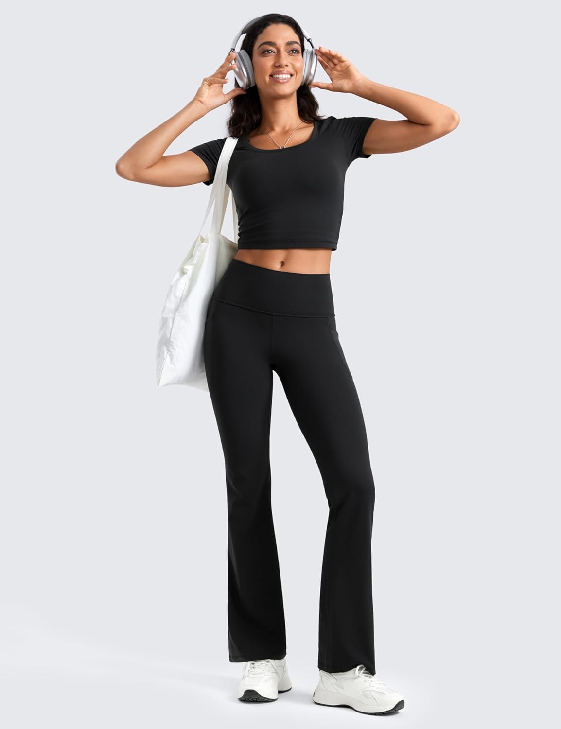 CRZ YOGA Womens Butterluxe High Waist Flare Pants 31.5" - Yoga Bootcut with Side Pockets Wide Leg Lounge Casual