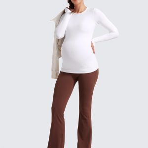 CRZ YOGA Womens Butterluxe Long Sleeve Maternity Tops Crewneck Pregnancy Basic Shirts Soft Athletic Yoga Casual Tee Blouses